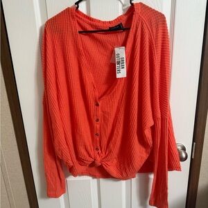 NWT Urban outfitters coral button sleeve top sz L